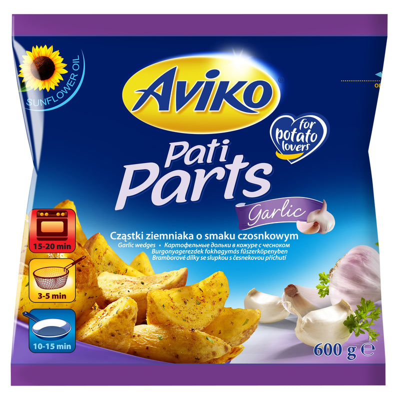Cartofi taiati felii condimentati Aviko, PATI PARTS GARLIC, 600 gr