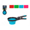 Foldable animal food spoons, with measuring cup and clip for 115g bag
