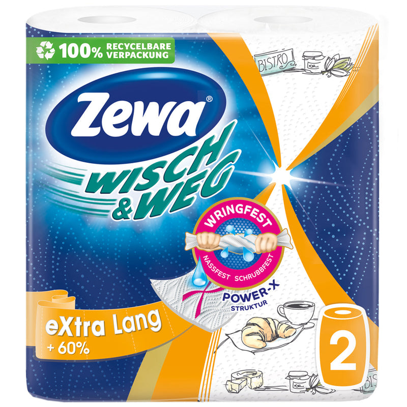 Zewa Wisch&Weg Extra Long Design Role de bucatarie cu 2 straturi, 2 role