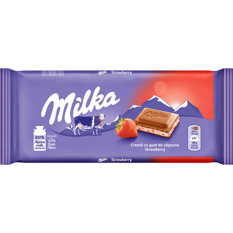 Milka Ciocolata cu crema de capsuni si iaurt 100g