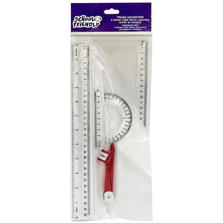 Pigna Set geometrie 4 piese, cu compas