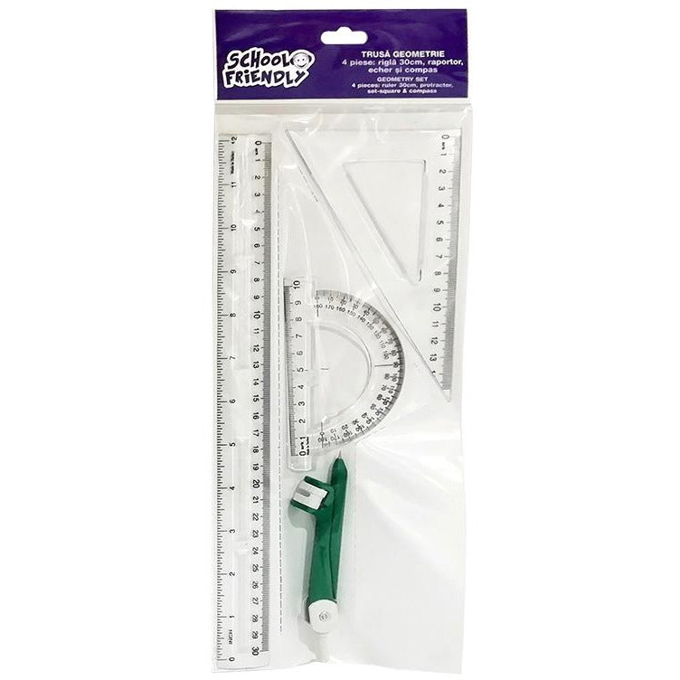 Pigna Set geometrie 4 piese, cu compas