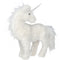 Unicorno bianco con argento, corno fluorescente, 31 cm