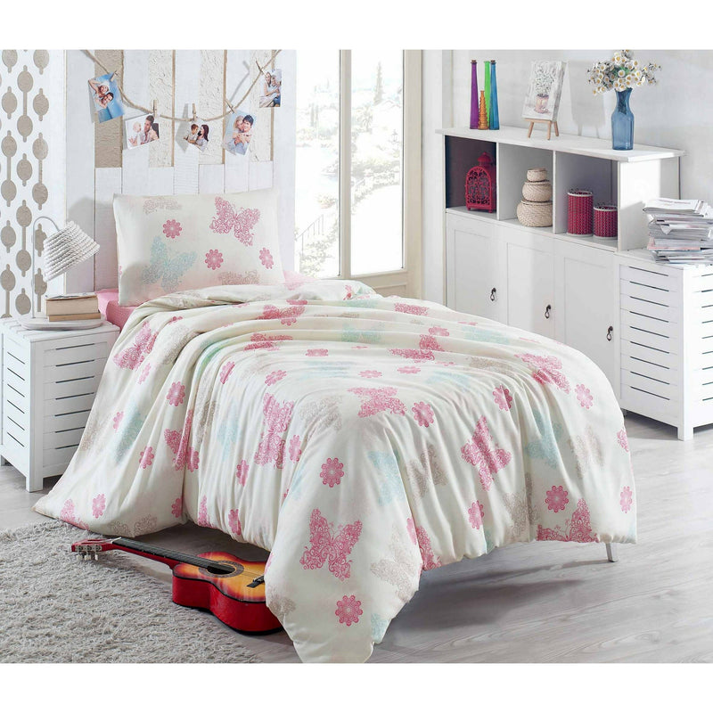 Set lenjerie de pat single Papillon Light Cream Light Beige, 143EPJ1147