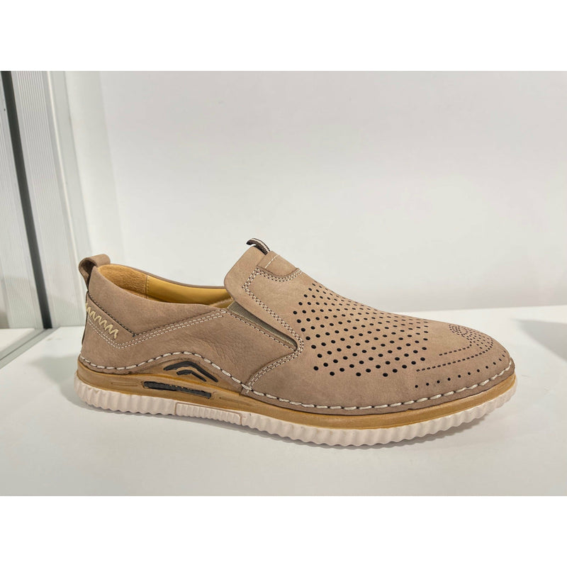 Pantofi barbati B41-95BEJ Nubuk Delikli