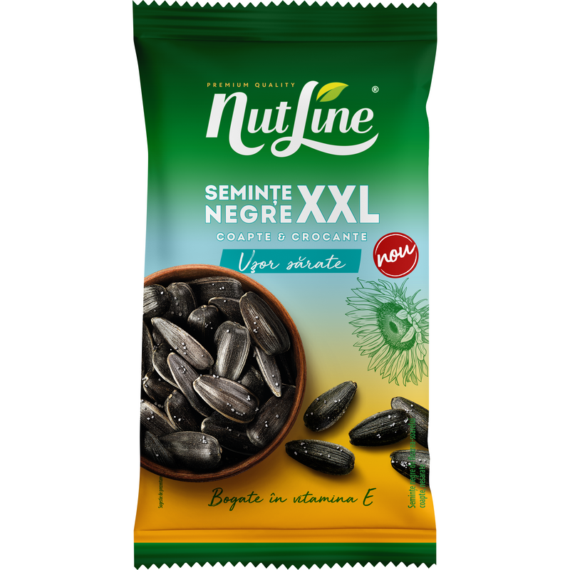 Nutline Seminte negre XXL coapte si crocante, usor sarate, 80g