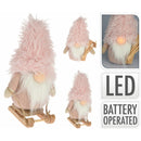 Figurina gnom cu led, roz, 21 cm