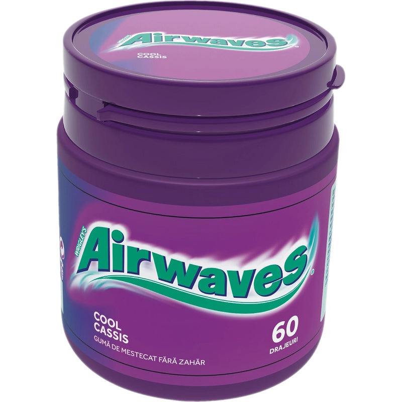 Airwaves Cool Cassis Guma de mestecat cu aroma de mentol si coacaze negre, 60 bucati, 84g