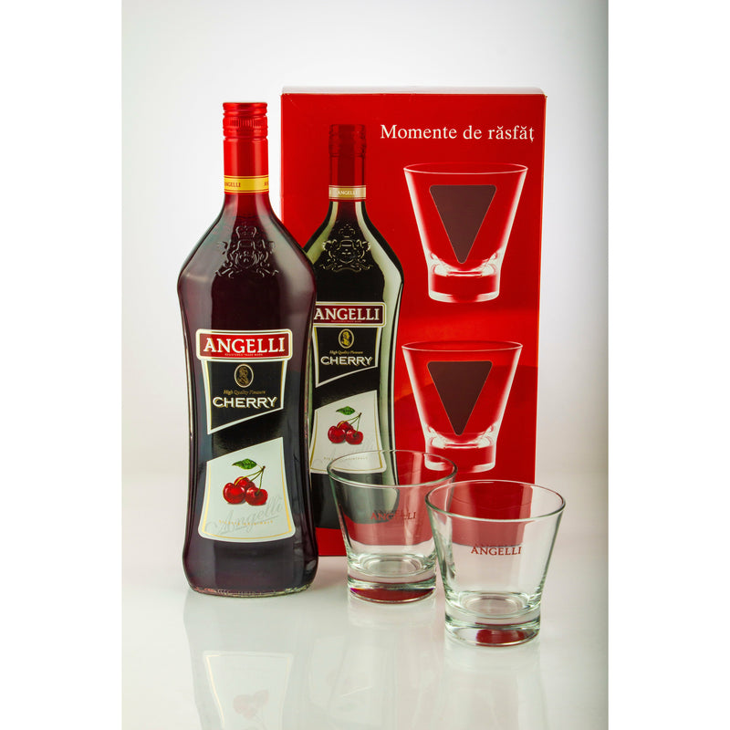 Pachet Angelli Cherry 1L + 2 pahare, editie limitata