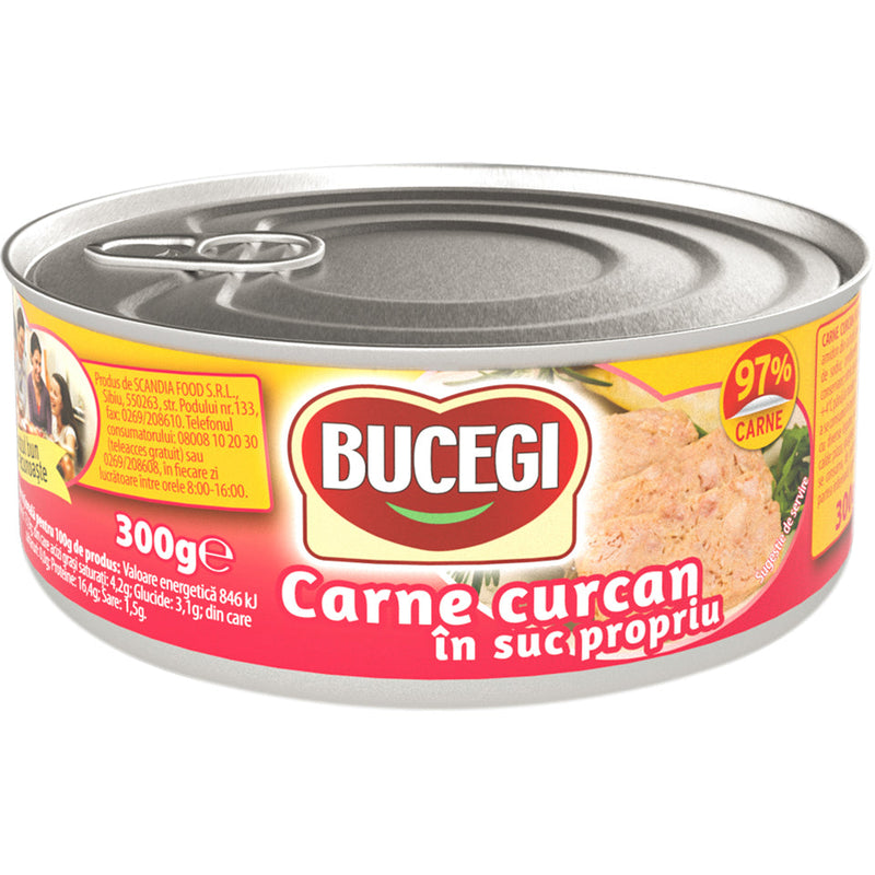 Bucegi Carne de curcan in suc propriu, 97% carne, 300g