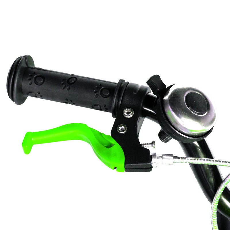 Bicicleta pentru copii Rich Baby R18WTA, 18 inch, frane C-Brake, cu roti ajutatoare cu LED, 5-7 ani, negru/ verde