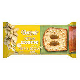 Boromir Cozonac exotic cu crema de fistic si ciocolata alba 400 g