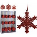 Decoratiune fulg de nea rosu 10 cm, CAA650120