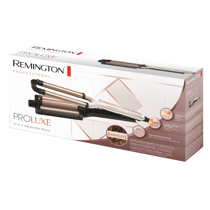 Remington placa ajustabila de ondulat si creponat parul Proluxe CI91AW, 4 stiluri, alb/bej