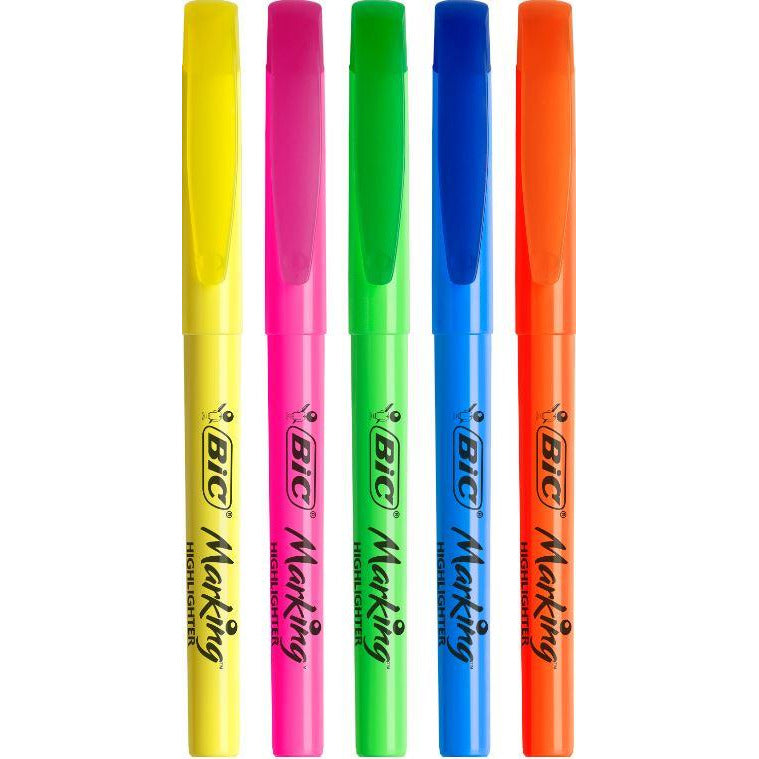 Evidentiatoare BIC Highlighter, varf tesit, diverse culori, 5 bucati