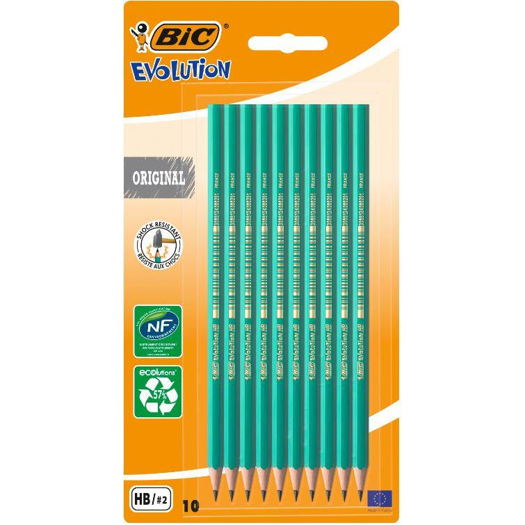 Creioane HB grafit BIC Evolution Original fara radiera, 10 bucati