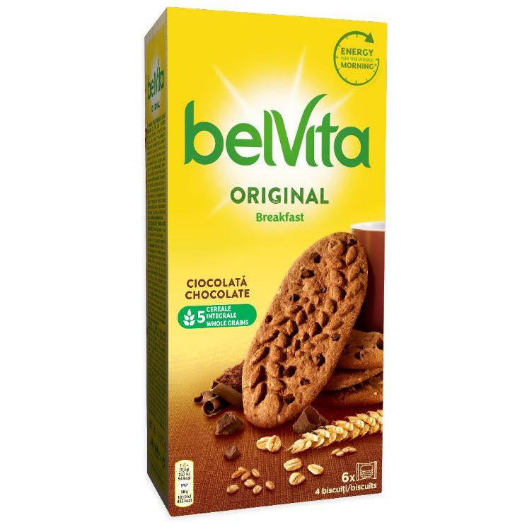 BelVita Breakfast Biscuiti cu cereale integrale, cacao si bucatele de ciocolata 300g