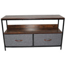 Comoda cu 2 sertare din material textil TB82, cadru metalic, blat MDF, 98x29x56 cm, gri