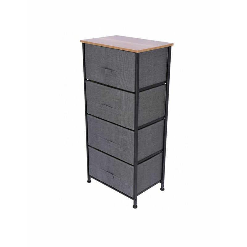 Comoda cu cadru metalic si 4 sertare din material textil TB68, 45x30x94 cm, gri