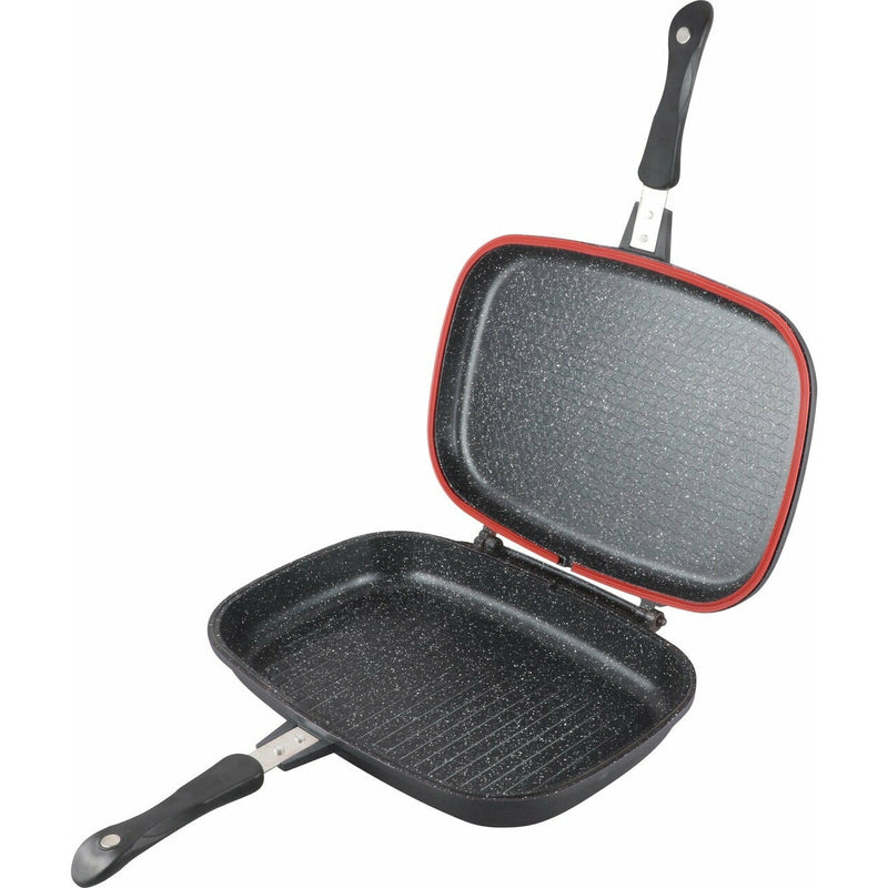 Cooking by Heinner Tigaie dubla dreptunghiulara tip grill din aluminiu Dark Line Classic, 32x24x7.5 cm
