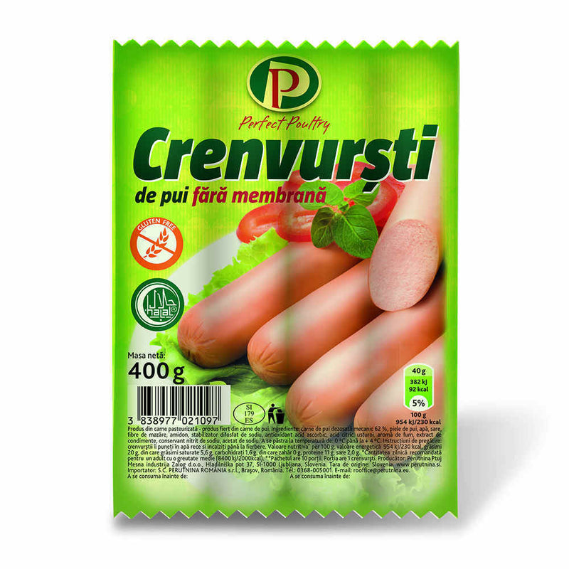 Perutnina crenvursti de pui fara membrana 400 g