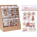Set decoratiuni sticker de Craciun, lemn, 12 bucati