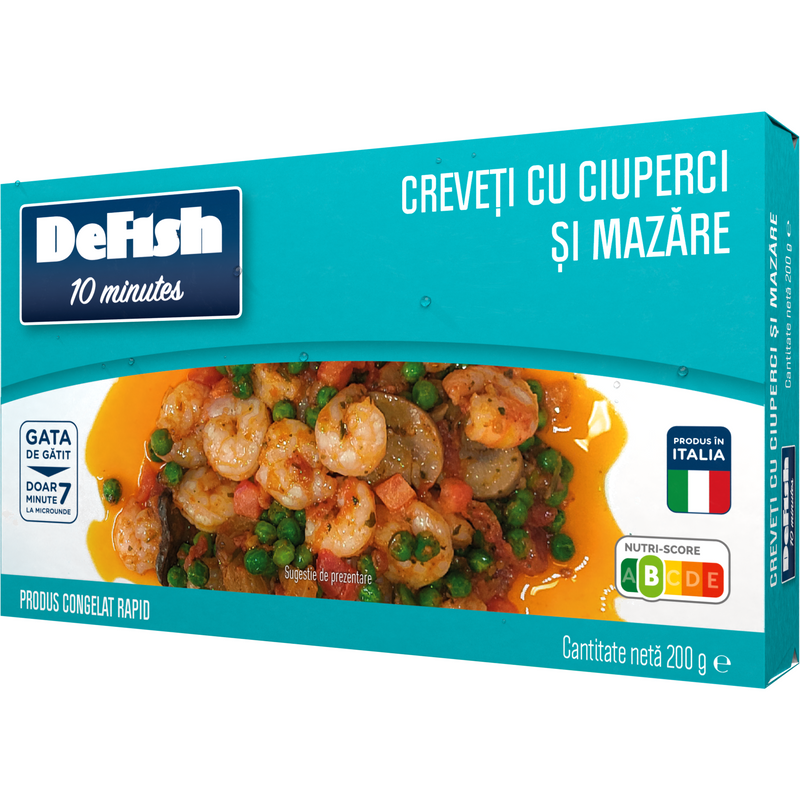 Defish 10 Minutes Preparat cu creveti, ciuperci si mazare 200g