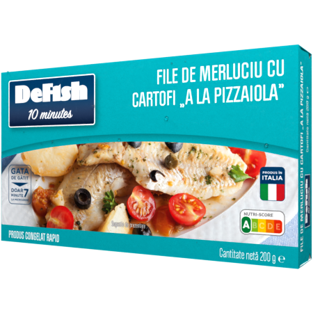 Defish 10 Minutes Preparat cu file de merluciu cu cartofi "A la Pizzaiola", 200g