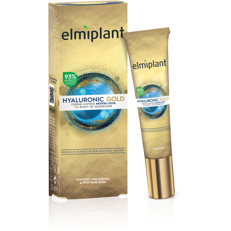 Elmiplant Hyaluronic Gold Crema antirid pentru ochi cu efect de umplere, 15ml