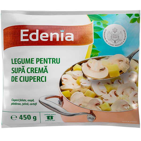 Edenia Amestec de legume pentru supa crema de ciuperci, 450g