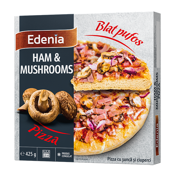 Edenia Pizza cu sunca si ciuperci, blat pufos, 425g