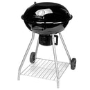 Charcoal metal grill with lid, 2 wheels, 56 cm