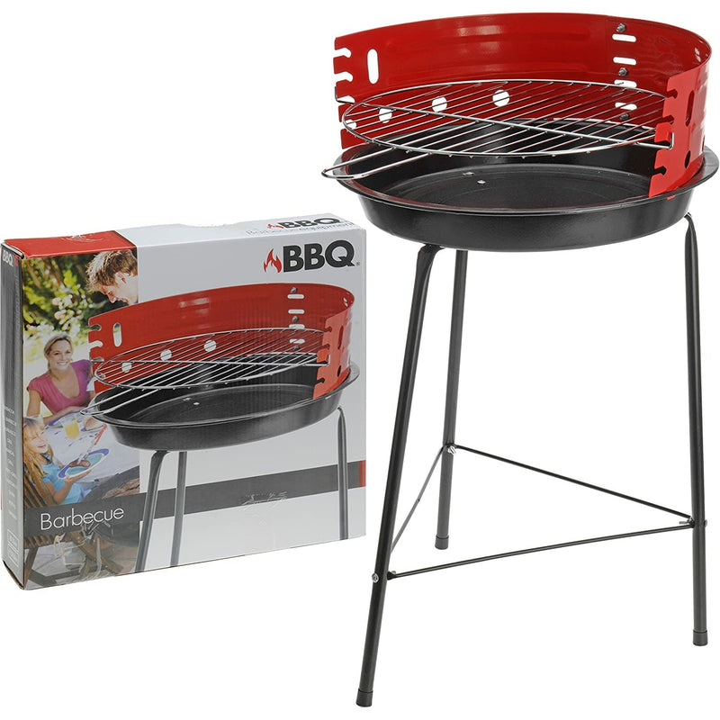 Gratar rotund cu 3 picioare 33cm, negru/rosu