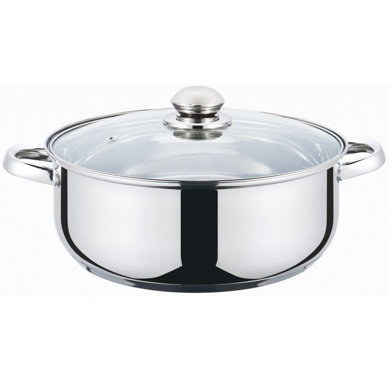 Cratita din inox cu capac din sticla, 24 cm, 3.5 L