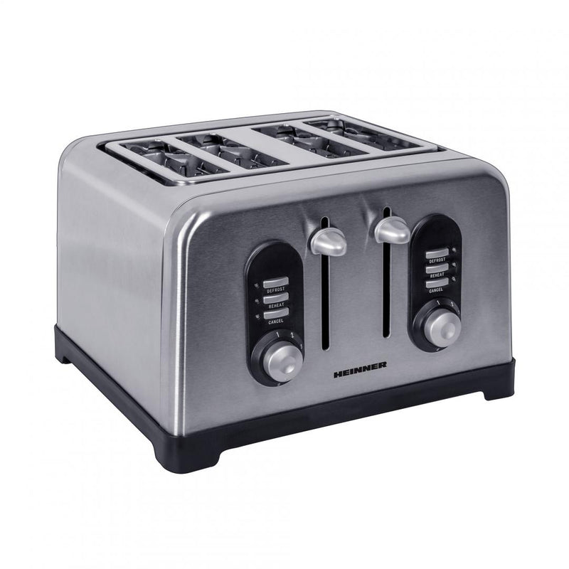 Prajitor de paine Heinner HTP-BK1400XMC, 1400W, 4 felii, 6 nivele de rumenire, Inox