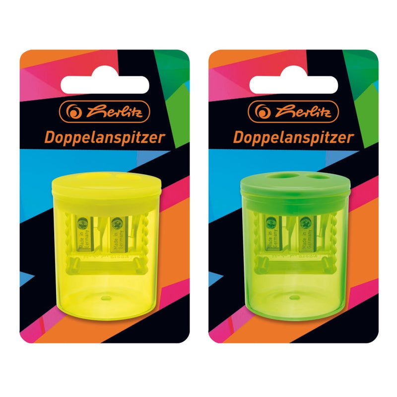 Herlitz Ascutitoare dubla cu container, plastic, motiv Neon Art