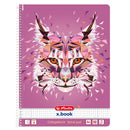 Herlitz Caiet A4 cu spirala, 80 file, patratele, motiv Wild Animals Lynx
