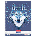 Herlitz Caiet A4 cu spirala, 80 file, patratele, motiv Wild Animals Wolf
