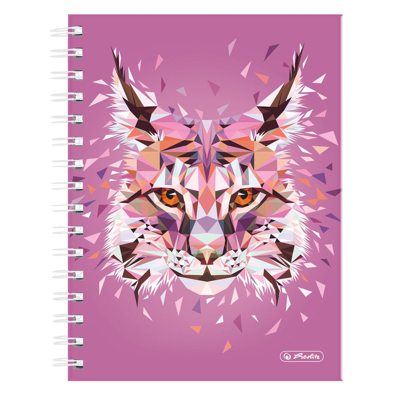 Herlitz Caiet A5 cu spirala, 100 file, patratele, motiv Wild Animals Lynx