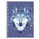 Herlitz Caiet A5 cu spirala, 100 file, patratele, motiv Wild Animals Wolf