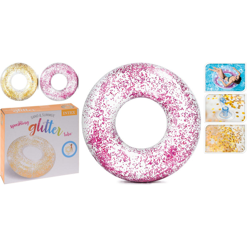 Colac pentru inot transparent Glitter Tube, 119 cm