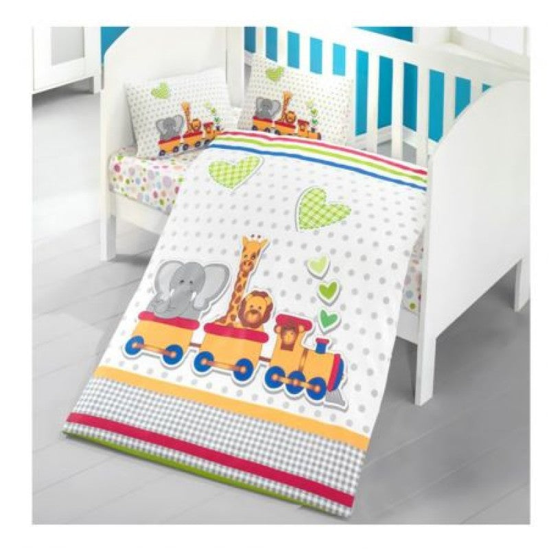 Lenjerie de pat baby din bumbac Mally Kids Madagaskar, 4 piese