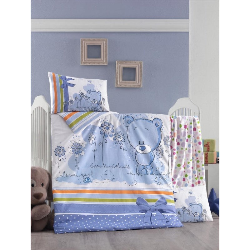 Lenjerie de pat baby din bumbac Mally Kids Bear, 4 piese