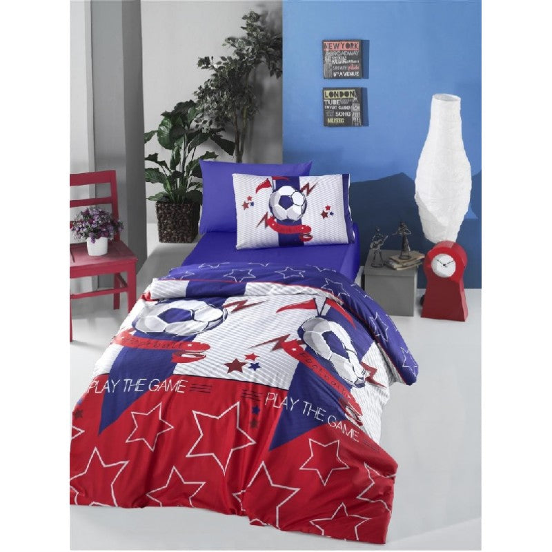 Lenjerie de pat din bumbac pentru adolescenti Mally Home Football, 3 piese