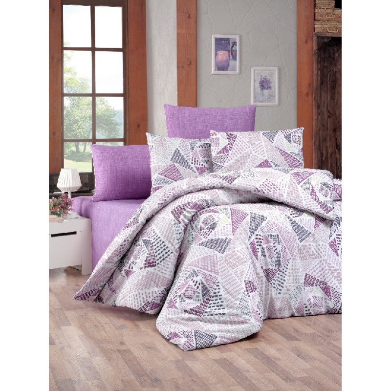 Lenjerie de pat dublu din polycotton Mally Home Montana Lila, 4 piese