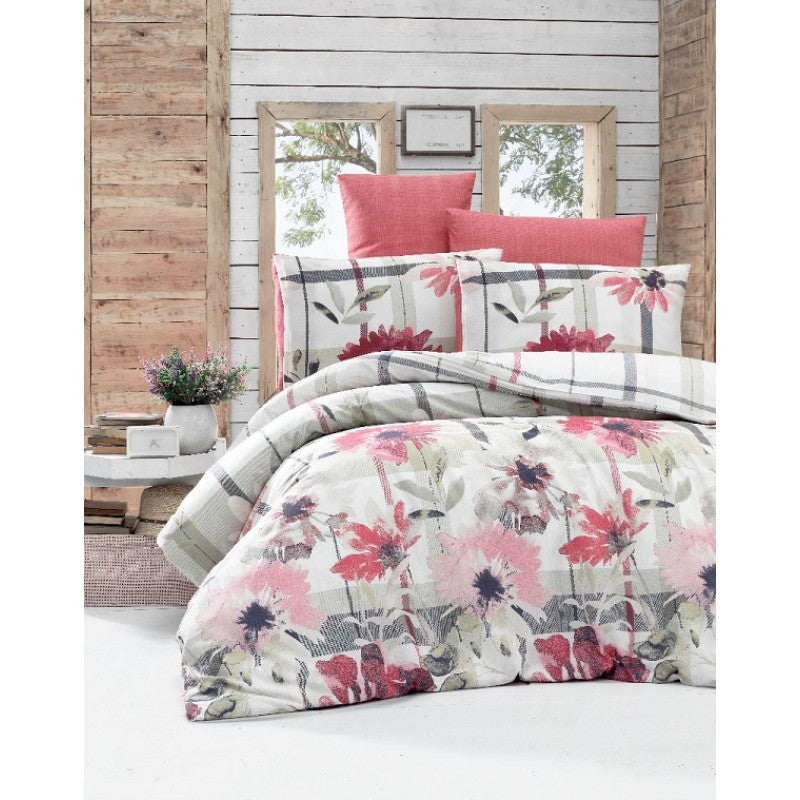 Lenjerie de pat dublu din polycotton Mally Home Vanesa Roz, 4 piese