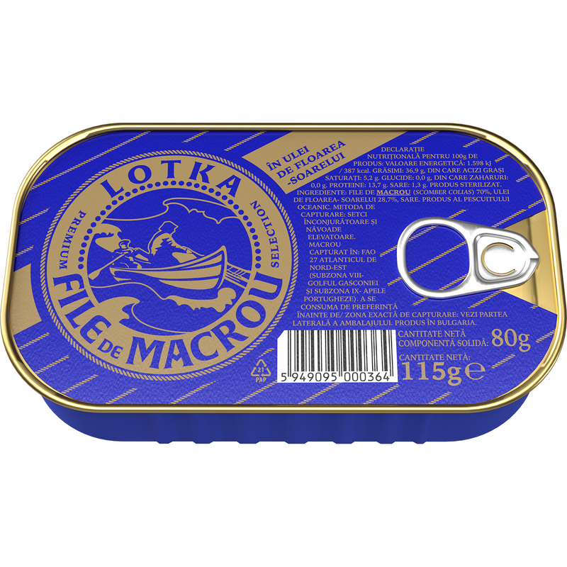 Lotka Macrou file in ulei de floarea soarelui 115g