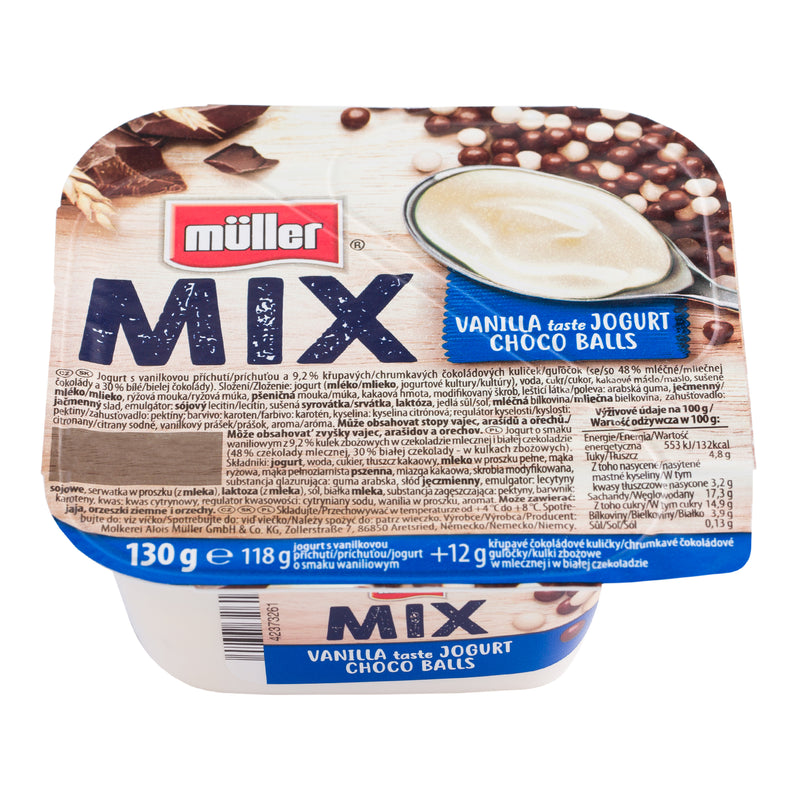 Muller Mix iaurt cu vanilie si bilute de cereale 130g