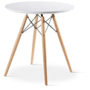 Okrugli stolić s drvenim nogama Grunberg DT4003, MDF ploča, 80 x 72 cm, bijela
