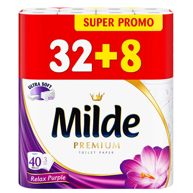 Hartie igienica Milde Relax Purple, 3 straturi, 40 role
